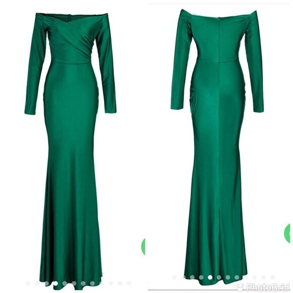 Elegant Long Sleeve Off Shoulder Bodycon Long Dress  Evening Formal - Picture 1 of 11